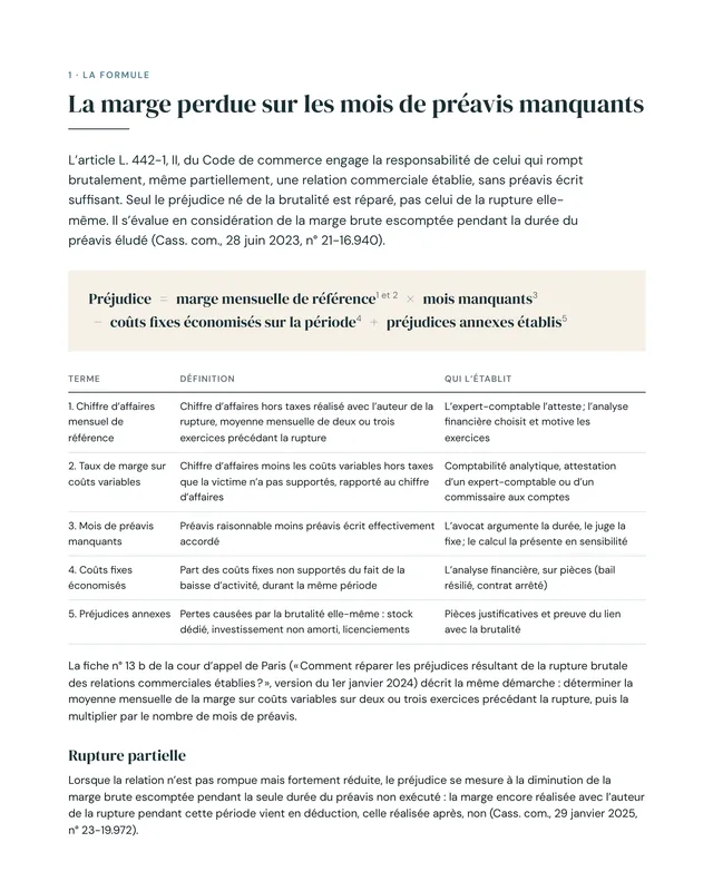 Une page du classeur de calcul